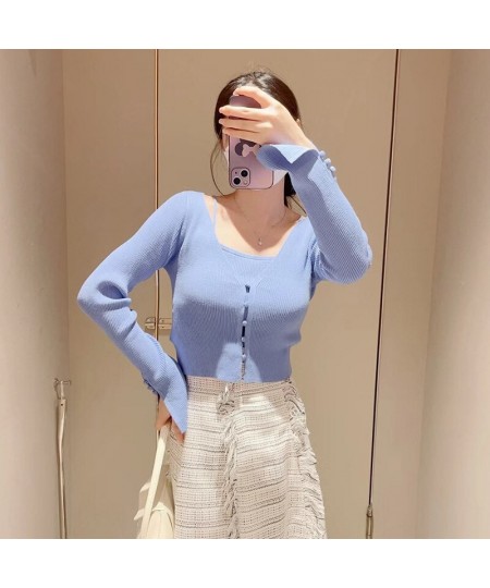 Kuzuwata Japanese Solid Color Slim V Neck Cardigan Vests Two-piece Suits 2023 Early Spring Sweet Outerwear Long Sleeve Top $7...