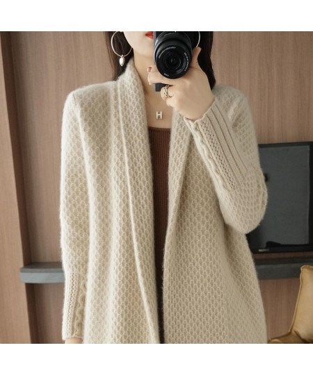 Elegant Knit Cardigan Long Sleeve Coats Oversized 80KG Casual Loose Tops Women Winter Thick Sweater Vintage Streetwear Mujer ...