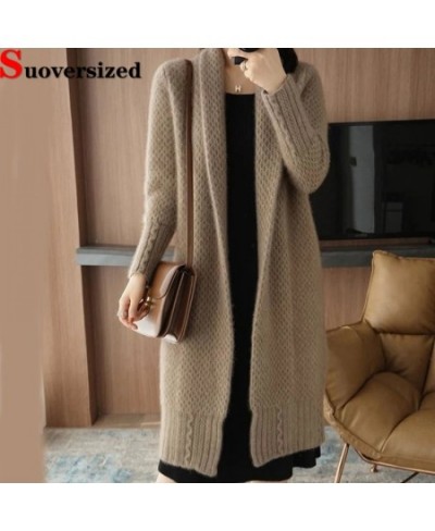 Elegant Knit Cardigan Long Sleeve Coats Oversized 80KG Casual Loose Tops Women Winter Thick Sweater Vintage Streetwear Mujer ...