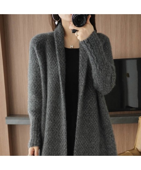 Elegant Knit Cardigan Long Sleeve Coats Oversized 80KG Casual Loose Tops Women Winter Thick Sweater Vintage Streetwear Mujer ...