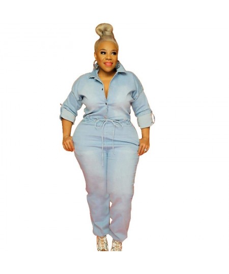 Plus Size Bottoms for Women Jumpsuits Rompers Fall Long Sleeve Sexy Backless Denim Overalls Jumpsuit Wholesale $56.89 - Plus ...