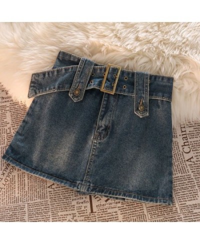 Denim skirt female 2023 summer new retro all-match fashion high waist hot girl punk female mini denim ultra short bag hip ski...