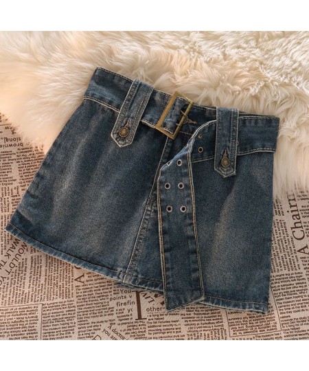 Denim skirt female 2023 summer new retro all-match fashion high waist hot girl punk female mini denim ultra short bag hip ski...