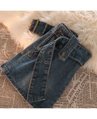 Denim skirt female 2023 summer new retro all-match fashion high waist hot girl punk female mini denim ultra short bag hip ski...