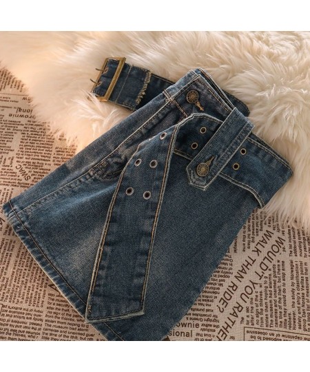 Denim skirt female 2023 summer new retro all-match fashion high waist hot girl punk female mini denim ultra short bag hip ski...