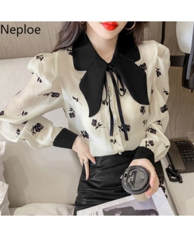 Womens Blouses 2023 New Elegant Shirts Chic Bow Floral Temperament Blusas De Mujer Sweet Puff Sleeve Chiffon Tops 99058 $35.8...