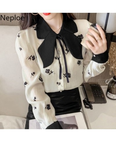 Womens Blouses 2023 New Elegant Shirts Chic Bow Floral Temperament Blusas De Mujer Sweet Puff Sleeve Chiffon Tops 99058 $35.8...