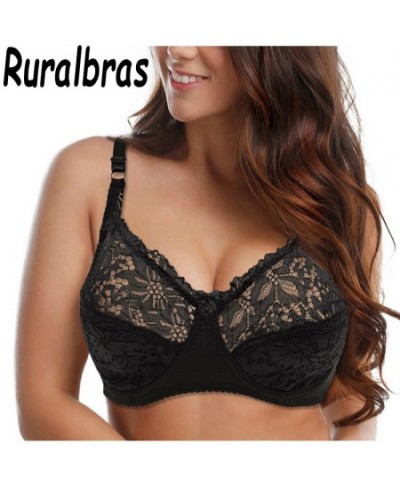 3/4 Cup Lace Sexy Bra For Women Up Lingerie Top Female Plus Size Underwire Unpadded Floral Bras Minimizer Soft Cup $20.20 - U...