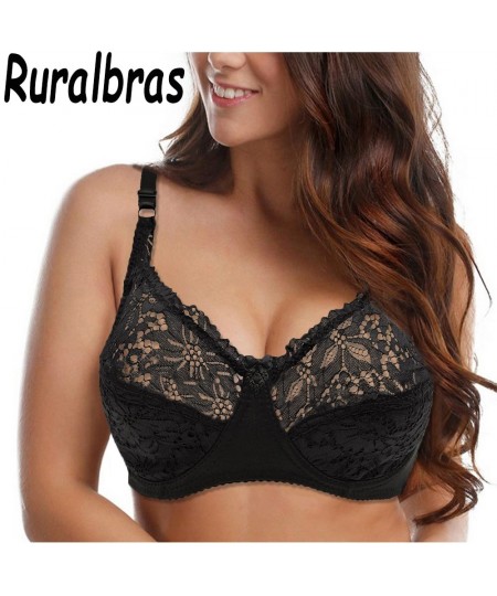 3/4 Cup Lace Sexy Bra For Women Up Lingerie Top Female Plus Size Underwire Unpadded Floral Bras Minimizer Soft Cup $20.20 - U...