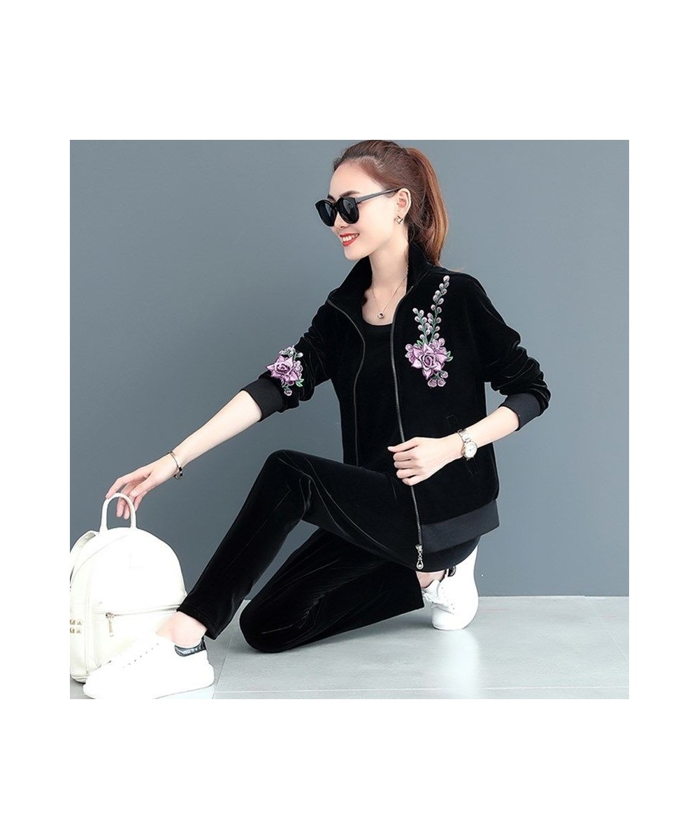 Gold Velvet Suit Women Fashion New Korean Casual Sports Suit Women Spring and Autumn Three-piece Sportswear $61.30 - Suits & ...