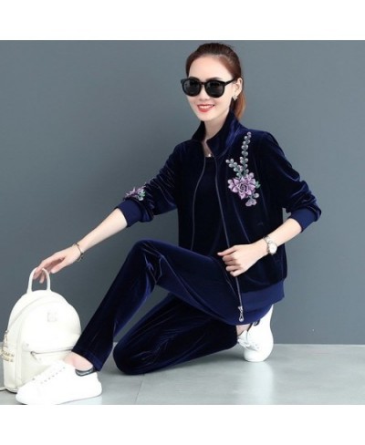 Gold Velvet Suit Women Fashion New Korean Casual Sports Suit Women Spring and Autumn Three-piece Sportswear $61.30 - Suits & ...