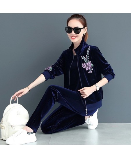 Gold Velvet Suit Women Fashion New Korean Casual Sports Suit Women Spring and Autumn Three-piece Sportswear $61.30 - Suits & ...