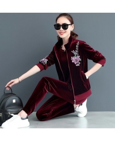 Gold Velvet Suit Women Fashion New Korean Casual Sports Suit Women Spring and Autumn Three-piece Sportswear $61.30 - Suits & ...