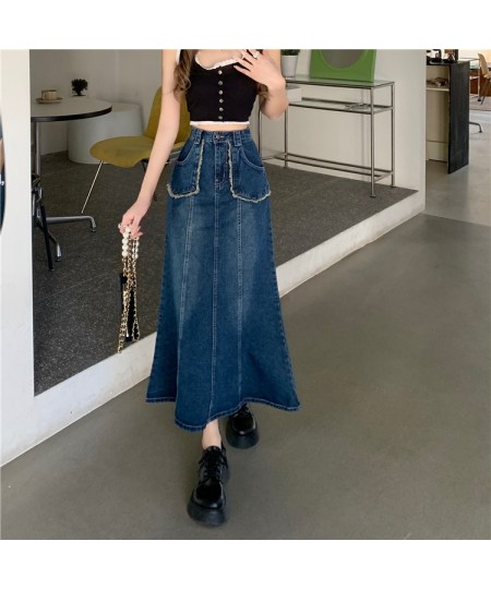 Trumpet Skirts Women Sweet Cool All-match Pocket Retro Sexy Harajuku Streetwear High Waist Ins Popular New Design Patchwork F...