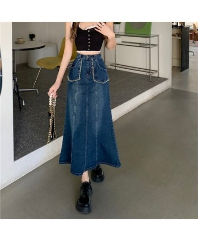 Trumpet Skirts Women Sweet Cool All-match Pocket Retro Sexy Harajuku Streetwear High Waist Ins Popular New Design Patchwork F...