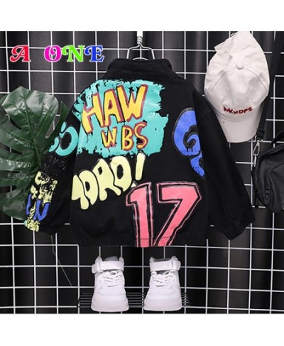 Baby Boy Jacket 2023 Spring Autumn Fashion Black Denim Jacket Kids Jacket Casual Kids Clothing Boy Clothes Letter 2T To 10T Y...