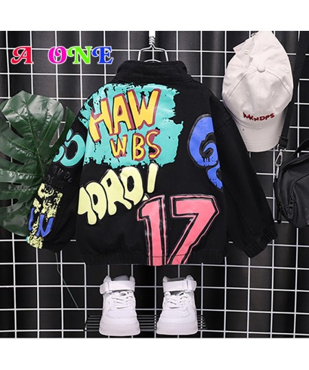 Baby Boy Jacket 2023 Spring Autumn Fashion Black Denim Jacket Kids Jacket Casual Kids Clothing Boy Clothes Letter 2T To 10T Y...