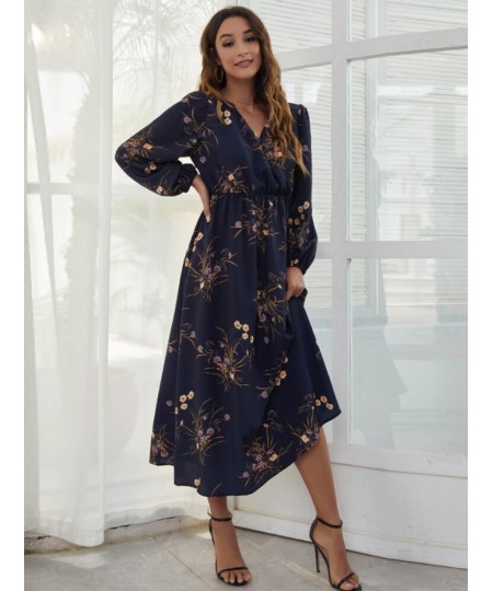 Women Clothing 2023 Spring Summer New V-neck Print Sexy Dress Fashion Elegant Long Sleeve Dresses Casual Holiday Party Dresse...