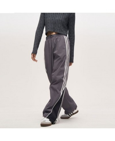 Solid color striped elastic waist high waist pant women 2023 loose lazy style streetwear fashion trend all-match y2k pants $4...