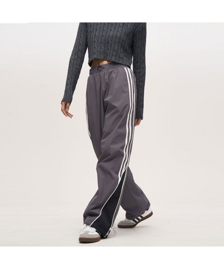 Solid color striped elastic waist high waist pant women 2023 loose lazy style streetwear fashion trend all-match y2k pants $4...