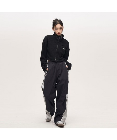 Solid color striped elastic waist high waist pant women 2023 loose lazy style streetwear fashion trend all-match y2k pants $4...