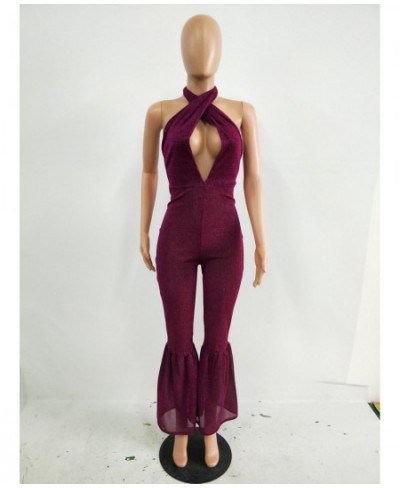 Women Fashion Halter Hollow Out Rompers Jumpsuit 2023 Summer Sexy Backless Rompers Clubwear New Ladies Long Pants Jumpsuits $...