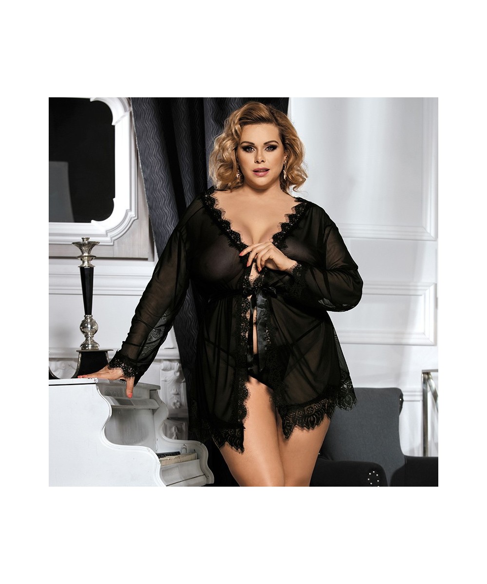 Robes For Women Long Sleeves Sexy Night Wear Women's Plus Size Transparent Sleep Robe With Belt Pyjamas Women RB80182 $37.65 ...