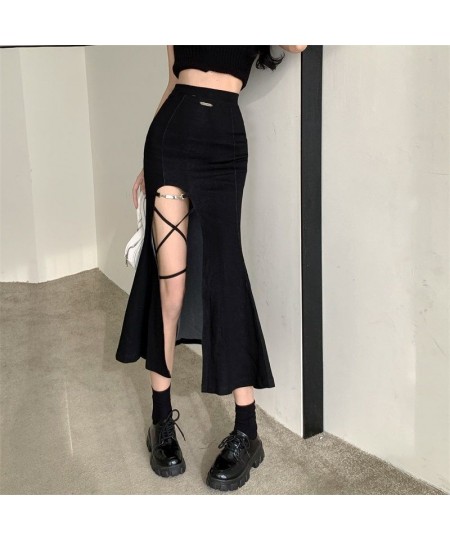 Long Skirt Women Solid Simple All Match High Waist side slit Skirts Womens Korean Fashion Females Casual Vintage Harajuku jup...