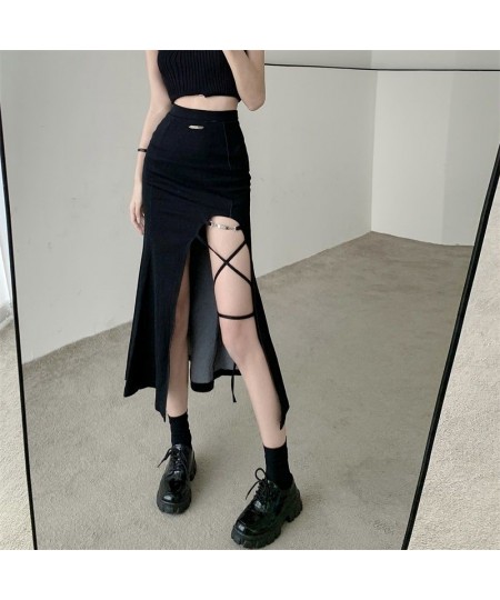 Long Skirt Women Solid Simple All Match High Waist side slit Skirts Womens Korean Fashion Females Casual Vintage Harajuku jup...