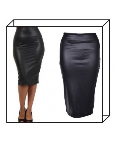 Women Spring Autumn PU Leather Skirt Black Color Plus Size High Waist Pencil Skirts Sexy Club Winter Vintage Midi Skirt $19.8...