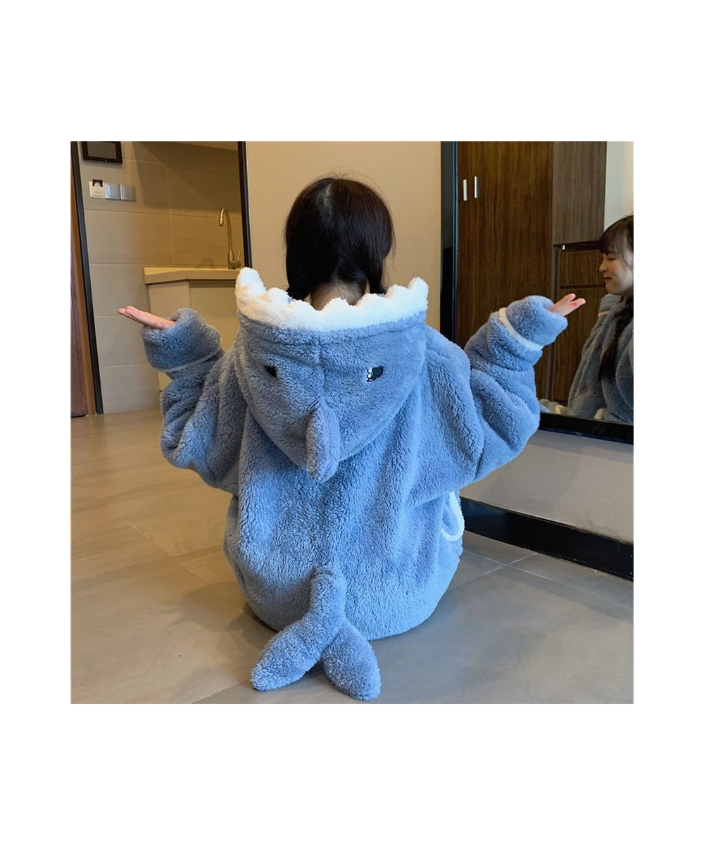 Shark Women's Pajamas Flannel Hooded Sleepwear Kawaii Pijama Female Set with Pants Cute Pyjamas Halloween Party Loungewear $6...