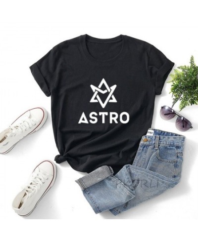 Astro KPOP T Shirts Korean Style Cotton Short Sleeve Casual Top Casual O Neck Cotton Tshirt with Print for Women Unisex Tops ...