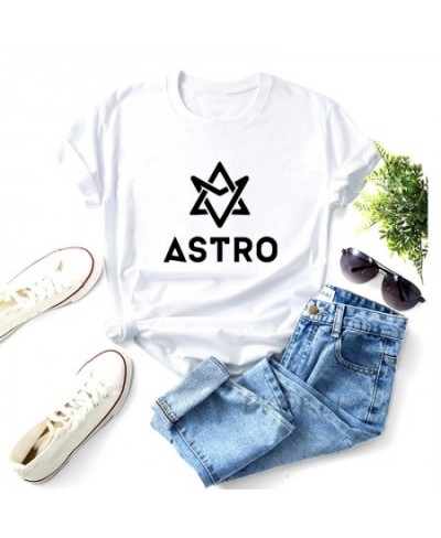 Astro KPOP T Shirts Korean Style Cotton Short Sleeve Casual Top Casual O Neck Cotton Tshirt with Print for Women Unisex Tops ...