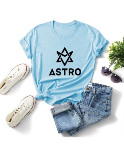 Astro KPOP T Shirts Korean Style Cotton Short Sleeve Casual Top Casual O Neck Cotton Tshirt with Print for Women Unisex Tops ...