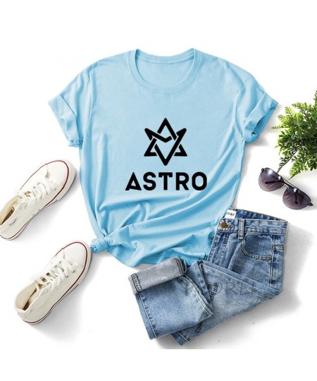 Astro KPOP T Shirts Korean Style Cotton Short Sleeve Casual Top Casual O Neck Cotton Tshirt with Print for Women Unisex Tops ...