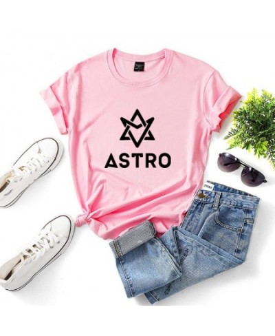 Astro KPOP T Shirts Korean Style Cotton Short Sleeve Casual Top Casual O Neck Cotton Tshirt with Print for Women Unisex Tops ...