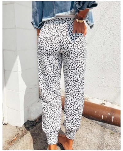 Women Leopard Printed Trousers Loose Lace-up Waist Long Pants with Pockets For Daily Summer Spring Fall Pencil Pant Streetwea...