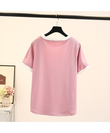 Plus Size Basic T-Shirt Women 2023 Summer Printed Letter Block Color Square Collar Tees Short Sleeve Tops Oversize Curve $33....