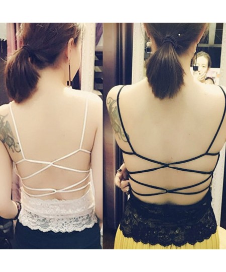 Korean Version Sexy Girl Bottom Super Thin Back Cross Wrapped Chest Lace Sling Back Long Vest Tops $25.15 - Underwear