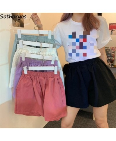 Sleep Bottoms Women Wide-leg Leisure Shorts Empire Elastic Waist Summer Breathable All-match 5-color Sleepwear Ulzzang $23.80...