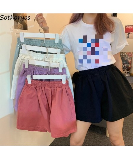 Sleep Bottoms Women Wide-leg Leisure Shorts Empire Elastic Waist Summer Breathable All-match 5-color Sleepwear Ulzzang $23.80...