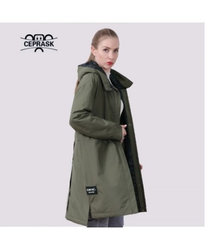 2023 New Spring Jacket Women Fashion Thin Cotton Plus Size Female Coat Autumn Long Quilted 5XL Parkas Hooded Outwear $64.80 -...