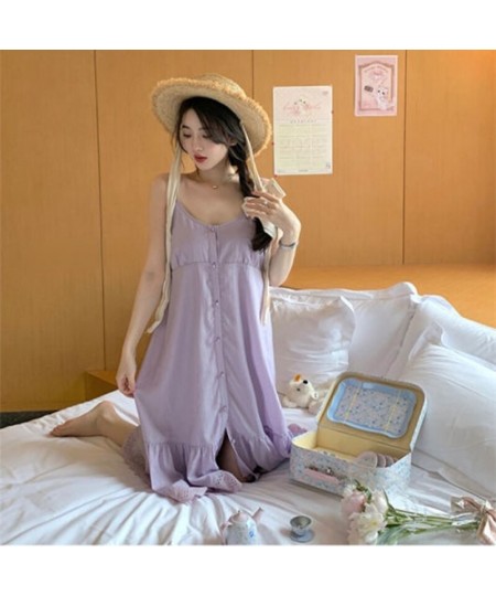 Purple Sleepshirts Women Summer Baggy Chic Designed Sexy Sleepwear Popular Ins Breathable Gentle Sweet Aesthetic Leisure Hot ...