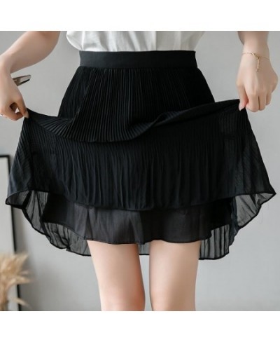 Women Skirt Summer Chiffon Mini Skirt Black White A-line Short Pleated Skirt Boho faldas mujer jupe plissee femme $32.80 - Sk...