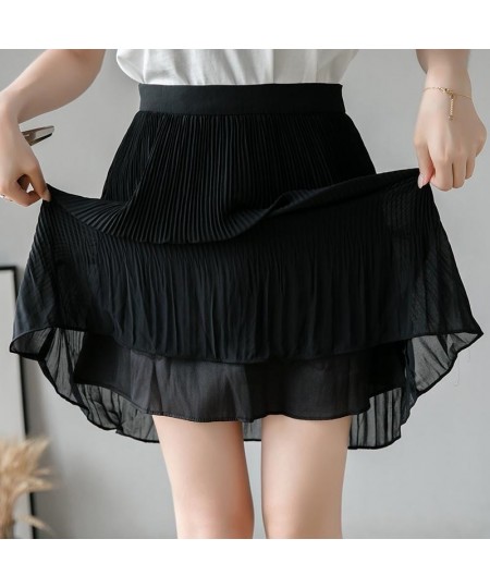 Women Skirt Summer Chiffon Mini Skirt Black White A-line Short Pleated Skirt Boho faldas mujer jupe plissee femme $32.80 - Sk...