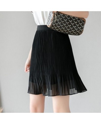 Women Skirt Summer Chiffon Mini Skirt Black White A-line Short Pleated Skirt Boho faldas mujer jupe plissee femme $32.80 - Sk...