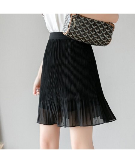 Women Skirt Summer Chiffon Mini Skirt Black White A-line Short Pleated Skirt Boho faldas mujer jupe plissee femme $32.80 - Sk...