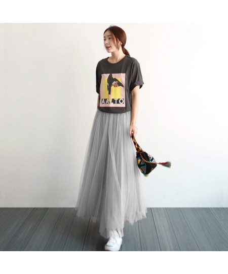 Skirt Women's Spring and Summer High Waist A- line Skirt Mid-Length 2023 New Slimming Mesh Skirt Fairy Dress Black Skirts $25...