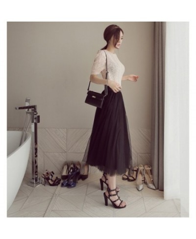 Skirt Women's Spring and Summer High Waist A- line Skirt Mid-Length 2023 New Slimming Mesh Skirt Fairy Dress Black Skirts $25...