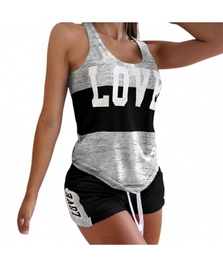 Tracksuit Pajama Sets Women Letter Design Drawstring Pajama Lounge Shorts Sets Female Summer Night Wear Suits $31.08 - Sleepw...